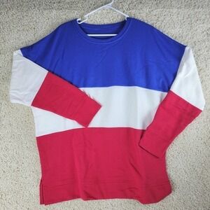 Women's 2X Color Block Striped Sweatshirt Casual Long Sleeve Top